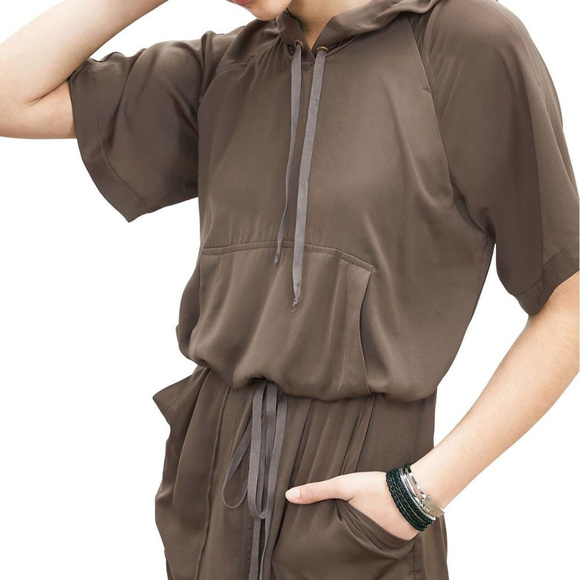 Banana Republic Heritage Brown Hooded Dress sz 14 - Picture 3 of 7